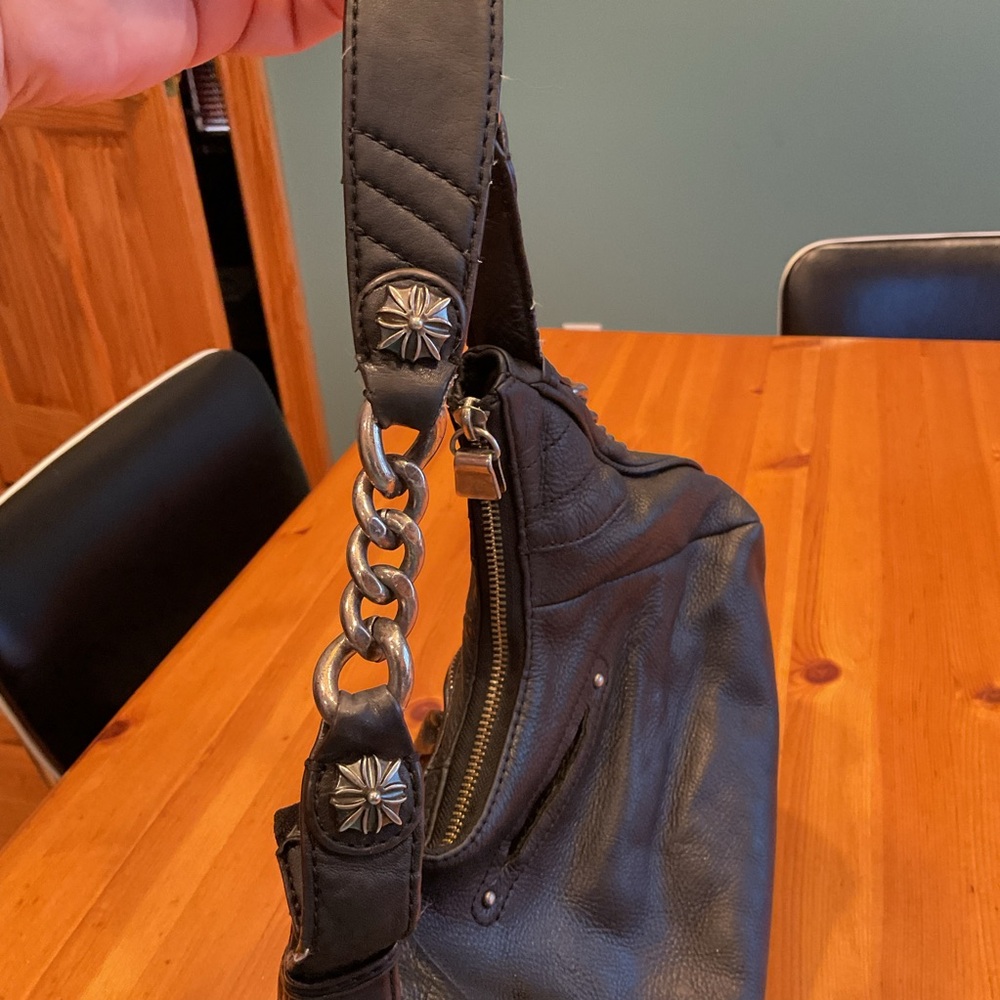 B. MAKOWSKY HOBO SHOULDER BAG VINTAGE 90’s Y2K BLACK LEATHER SILVER HARDWARE - Picture 10 of 16